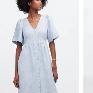 Madewell Cassie Button-Front Midi Linen Dress